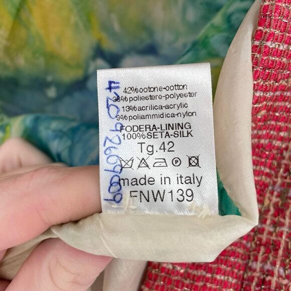 Jonofui Women's Tweed 3/4 Sleeve Lined Blazer Jacket Pink Medium Silk lining - Picture 2 of 16